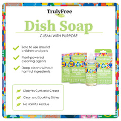 Truly Free suds cutting through grease on a pan showcasing powerful cleaning