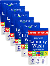 Truly Free front packaging showing 6-pack refills and eco message