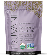 Truvani front packaging showing clean organic vegan protein benefits