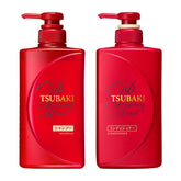 Tsubaki front packaging showing 450ml shampoo and conditioner in new 2025 bottles, promotes long-lasting supply