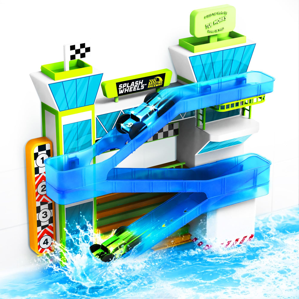 Tub Works front packaging showing included ramp and two cars for gifting