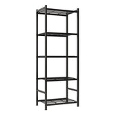 Tujurich front view assembled shelving showing compact footprint and storage benefit