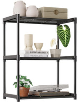 Tujurich front view of 3-tier shelf showing compact storage and clean design