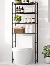 Tujurich front view over-the-toilet rack showing compact vertical storage benefit