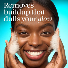 TULA pump dispensing cleanser highlighting easy, no-foam application