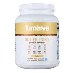 TumLove front packaging showing vanilla label and certification benefit