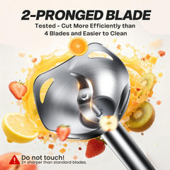 turelar blade closeup with two-pronged design for efficient pureeing