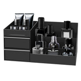 Turesmith front view organizer neatly holds colognes and grooming items for easy access