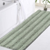 Turquoize runner front view showing plush chenille and striping for comfort