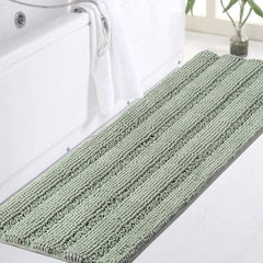 Turquoize runner front view showing plush chenille and striping for comfort