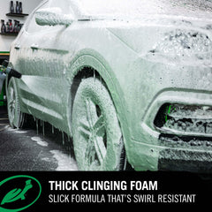Turtle Wax Pure Wash producing thick foam from a foam cannon, improving coverage
