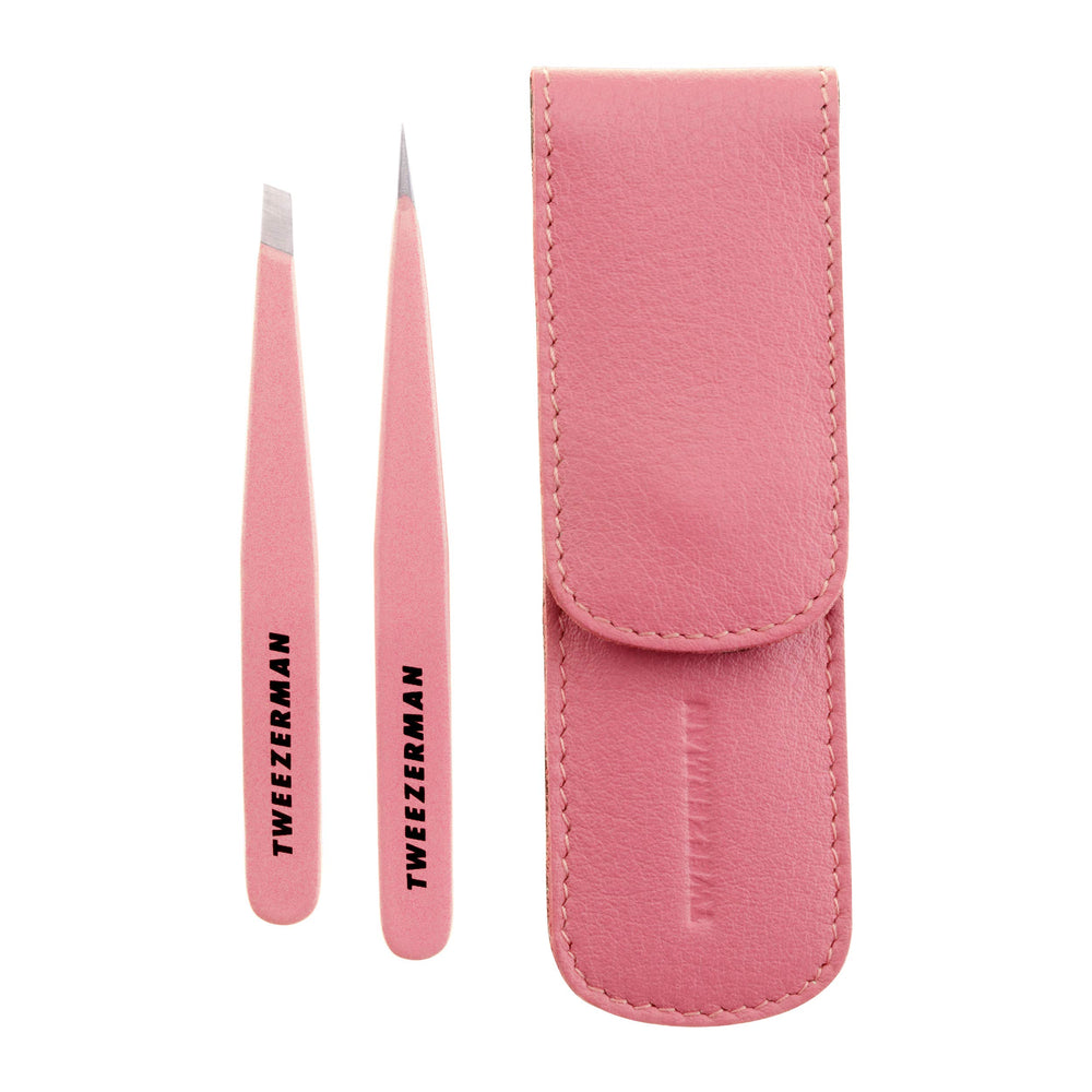 Tweezerman tea rose front packaging showing compact tweeze set and case benefit travel convenience