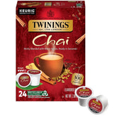Twinings box front view showing chai K-Cup pods and bold spice appeal