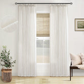 TWODRAPES front view of pleated linen panels ready to hang, enhancing room style