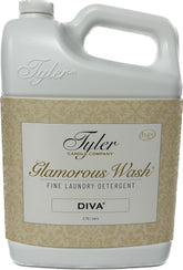 TYLER CANDLE COMPANY gallon front label showing Diva scent and capacity for confident purchase