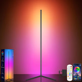 Tyute front view in corner showing full ambient glow and space-saving design