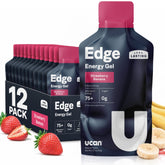 UCAN front pouch showing Strawberry Banana 12-pack and convenient servings