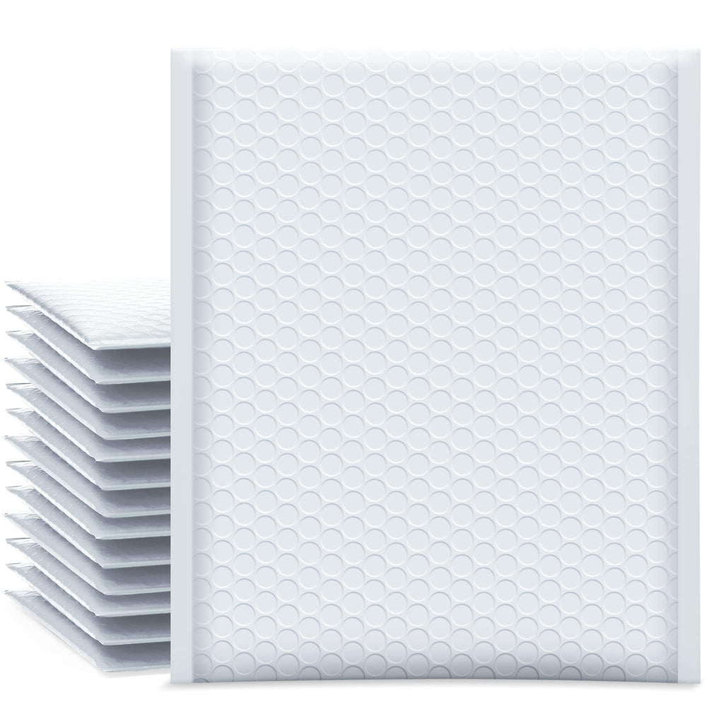 UCGOU front pack of white bubble mailers showing count and clean branding for professional shipping