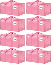 ukeetap front view pack of eight pink bags showing storage capacity and color, ideal for moves