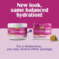 Glass of mixed passionfruit drink made with Ultima Replenisher, refreshing hydration on display