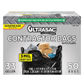 Ultrasac front box display showing 50-pack and compact dispenser, convenient storage