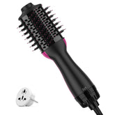 UMEELY front view of mini hair dryer brush showing compact design and controls for easy travel