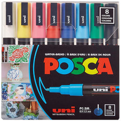uni POSCA close-up of fine 0.9–1.3mm bullet tip showing precise line control