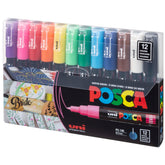 uni Posca front packaging showing 12 vibrant marker colors for inspiration