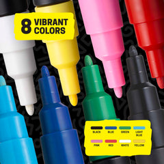 uni POSCA markers creating bold marks on wood decor for permanent porous finish