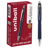 Uni-Ball Jetstream RT front view showing sleek design and clip benefit
