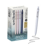 uniball Zento front packaging showing 12 pens and clarity benefit