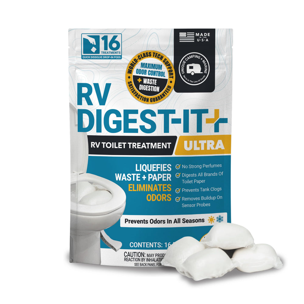 Unique RV Digest-It Ultra front packaging showing 16-count and benefits