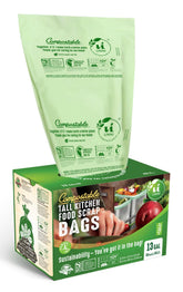 UNNI front packaging showing 13 gallon compostable bags and benefits