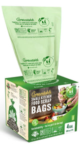 UNNI front packaging showing 100-count compostable bags and clear size benefit