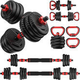UNNMIIY adjustable dumbbells front packaging showing full set and benefits