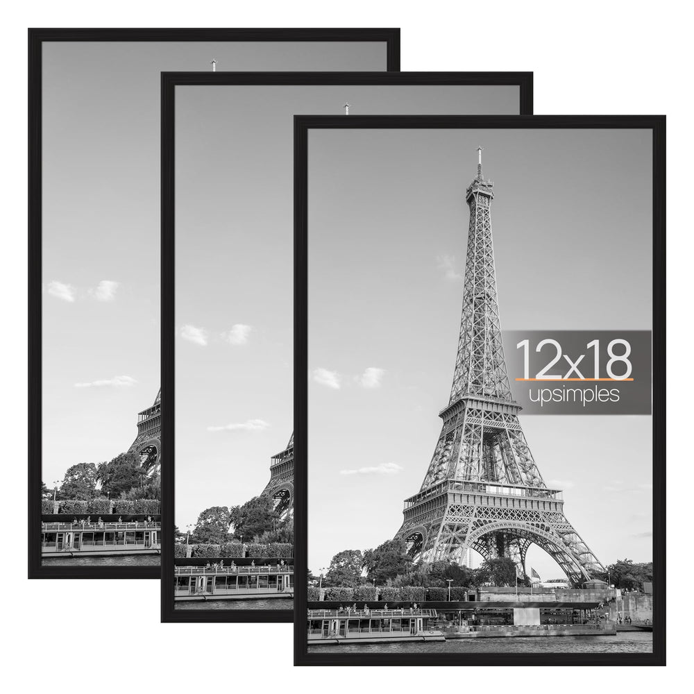 upsimples front view of black 12x18 frame showing clean display and modern look