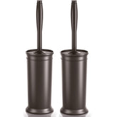 uptronic front view bronze holder hides brush and keeps bathroom tidy