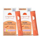 Uqora Flush front box showing pink lemonade packets and branding for convenience