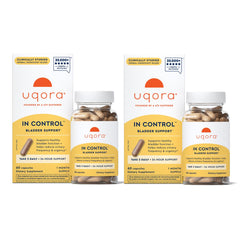 Uqora In Control front packaging showing product and 120 capsules benefit convenience