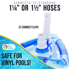 U.S. Pool Supply swivel connection detail improving maneuverability and reducing kinks