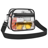 USPECLARE front view of clear bag showing interior organization and easy security access
