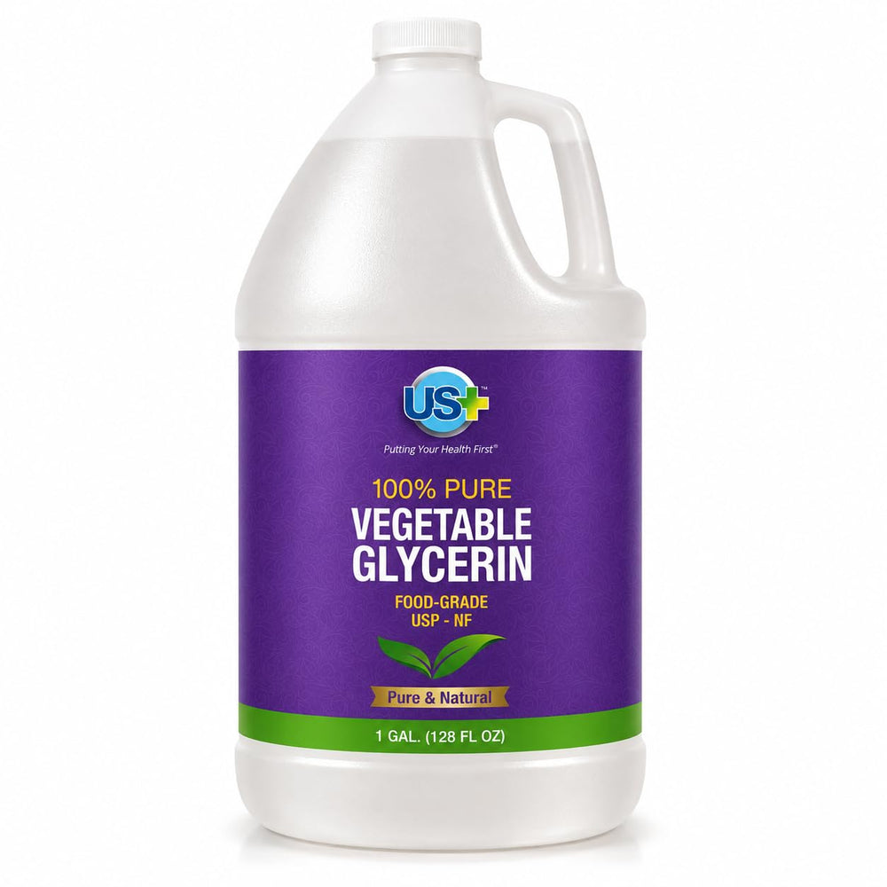 US+ bottle front label showing product and purity benefits