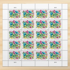 United States Postal Service sheet front showing Celebration Blooms design, adds elegant flair