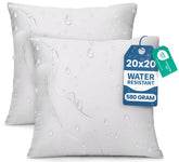 Utopia Bedding front view of two 20x20 white throw pillows showing clean aesthetic and balance