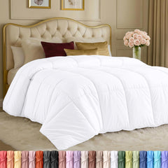 Utopia Bedding front view on king bed showing neat drape and instant visual upgrade
