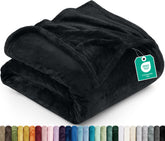 Utopia Bedding front view of black queen blanket shows plush luxury