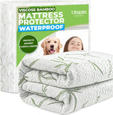 Utopia Bedding front view of queen protector shows fitted design and neat finish