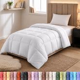 Utopia Bedding front view of twin duvet insert showing clean white finish and neat drape