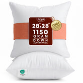 Utopia Bedding front view of two white 28x28 inserts showing clean shape and symmetry