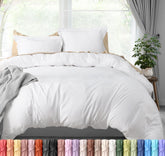 Utopia Bedding front view of white king duvet set shows neat tailored look and easy styling